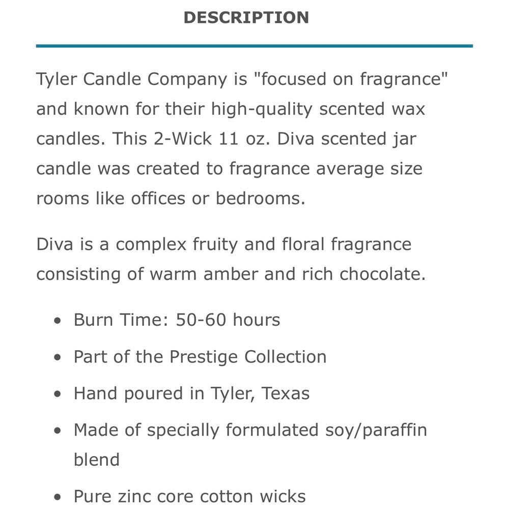 Tyler Candle Company Diva 11 oz Jar Candle 2 Wicks - Picture 6 of 6